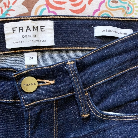 NEW FRAME Le Skinny de Jeanne Jeans Dame Dark Blue Stretch 24 - Picture 10 of 12